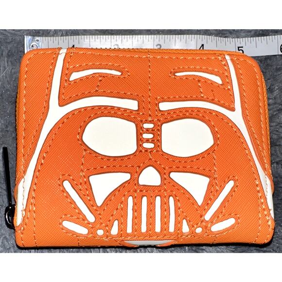 Loungefly Star Wars Darth Vader Glow-in-the-Dark Jack-o-Lantern Small Zip Wallet - Picture 1 of 6